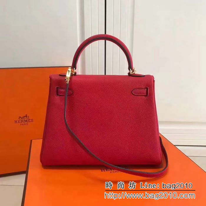 愛馬仕Hermes 荔枝紋頭層牛皮凱莉包 可手提肩背 0AM1659